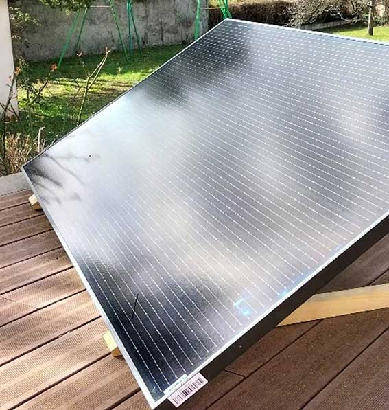 Kit de panneau photovoltaïque en pose au sol, structure bois